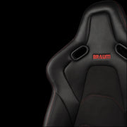 BRAUM Falcon-S Series Reclining FRP Composite Seats - Black Leatherette | Alcantara Inserts | Red Stitching - view 3