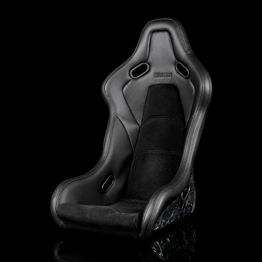 BRAUM Falcon-S Composite Fixed Back Bucket Seat - Black Leatherette | Alcantara Inserts | Carbon Forged Composite
