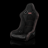 BRAUM Falcon-S Composite Fixed Back Bucket Seat - Black Alcantara | Red Stitching | Red Glitter Composite