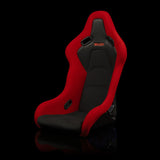 BRAUM Falcon-S Composite Fixed Back Bucket Seat - Red Cloth | Alcantara Inserts | Black Stitching