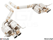 Premium stainless steel exhaust system for Bentley Continental GT, featuring dual tips and electronic valve control.