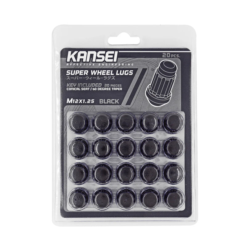 Kansei 12X1.5 Black Spline Acorn (20Pc Kit)