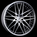 Leon Hardiritt Bugel CV wheel on a black background Car wheel rim with black and silver design on a black background