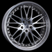 Close-up of a silver alloy wheel on a black background Leon Hardiritt Bugel CV wheel on a black background 