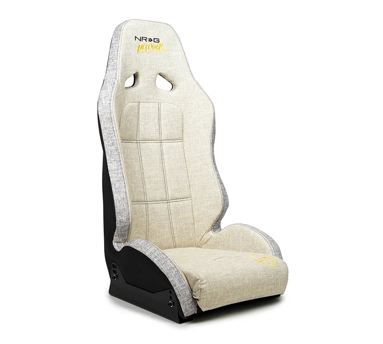 NRG Defender Water Resistant Steel Frame Susp. Seat - Tan w/ Sand Trim/Defender Logo/Side Bracket