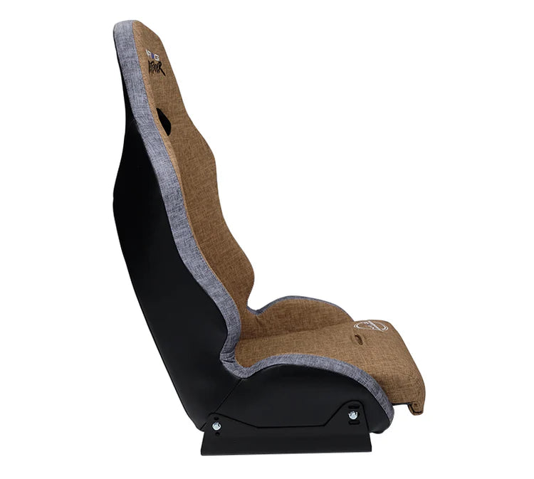 NRG Defender Seat Steel Frame Suspension - Brown w/ Gray Trim w/ Defender Logo - w/ Side Bracket