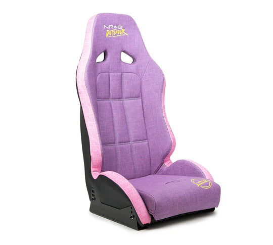 NRG Defender Water Resistant Steel Frame Susp. Seat - Purple w/ Pink Trim/Defender Logo/Side Bracket