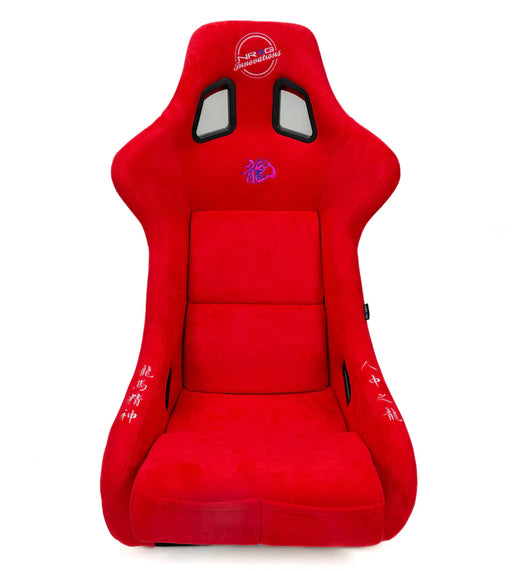 NRG Year of the Dragon 2024 racing seat in Alcantara with embroidered dragon logo