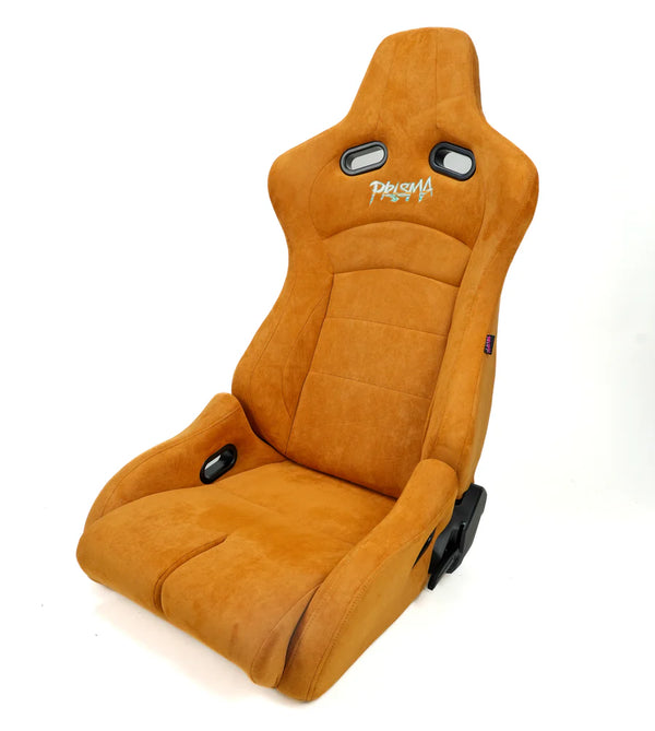 Prisma Lab bucket seats with ergonomic bolstering and unique patterns Tan