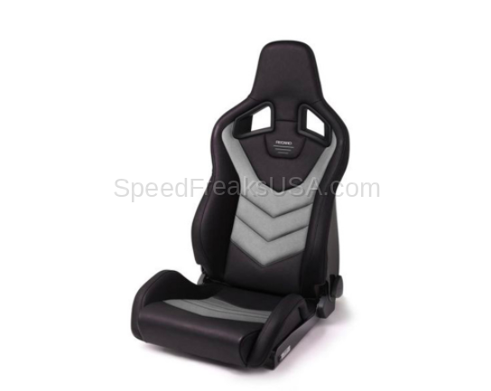 Recaro Sportster GT w/Sub-Hole Driver Seat - Black Vinyl/Cloud Grey Suede