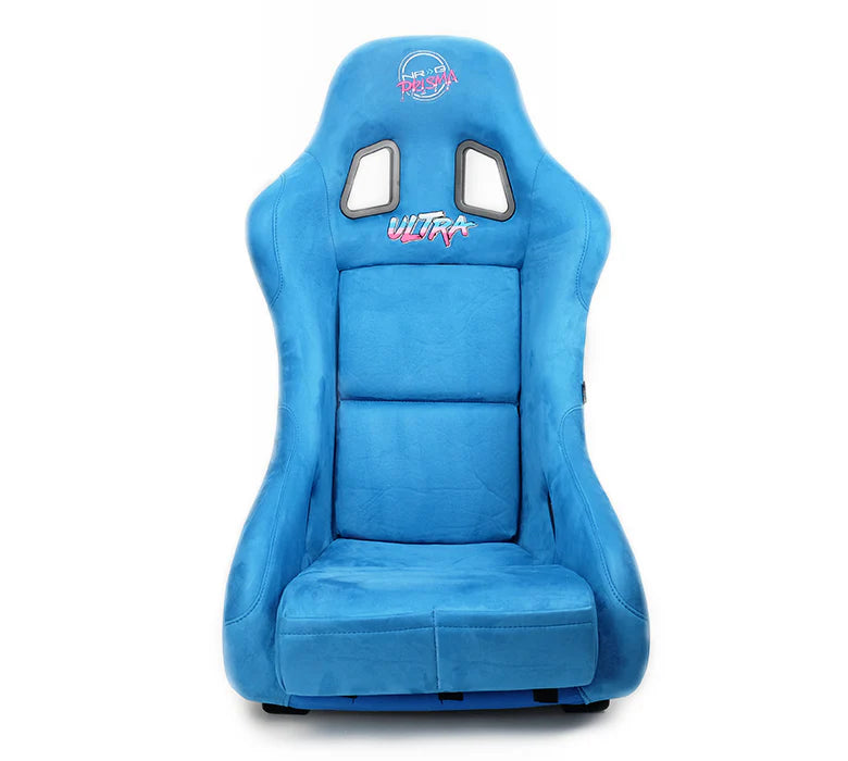 NRG FRP Bucket Seat PRISMA Edition w/ Pearlized Back/All Blue Alcantara Vegan/Special Embroidery XL