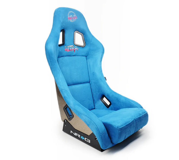 NRG FRP Bucket Seat PRISMA Edition w/ Pearlized Back/All Blue Alcantara Vegan/Special Embroidery XL