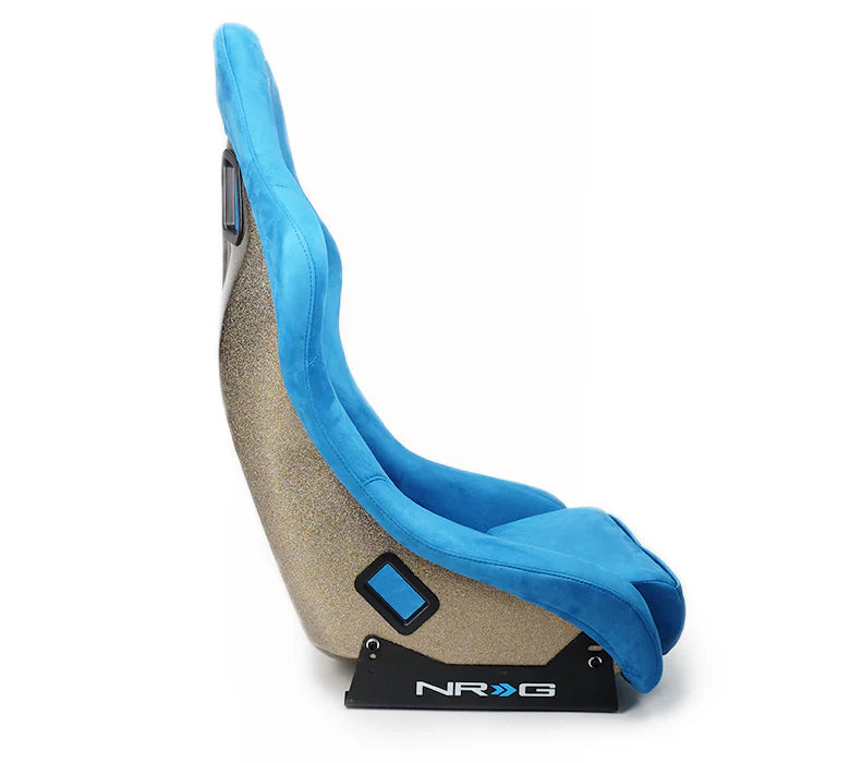 NRG FRP Bucket Seat PRISMA Edition w/ Pearlized Back/All Blue Alcantara Vegan/Special Embroidery XL