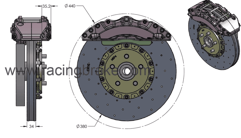 Brembo 2014+ Tesla Model S 6 Piston 2pc 394x36 CCM Front GT BBK