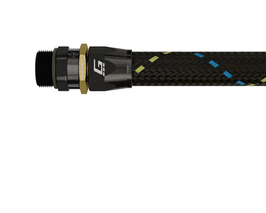 GReddy AN08 STRAIGHT ORB MALE BLACK/GOLD ANODIZED