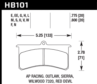 Hawk AP Racing/Wilwood ER-1 Motorsport Brake Pads