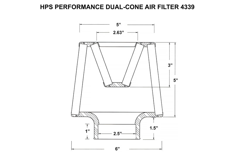 HPS Universal Dual-Cone Air Filter (Oiled) - White (HPS-4339)