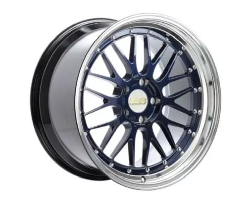 BBS LM-R 20x11 5x120 ET40 Black w/ Blue Metallic Flake / Diamond Cut Lip Wheel 82mm PFS/Clip Require