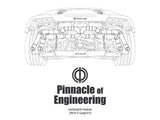 MEISTERSCHAFT T-shirt featuring a detailed illustration of the Lamborghini Huracan's exhaust system with the text "Pinnacle of Engineering.