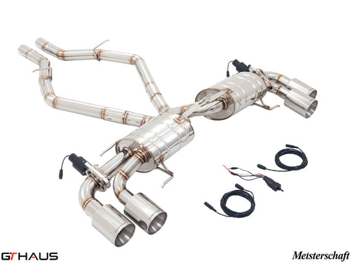 Premium exhaust system for Alfa Romeo Giulia Quadrifoglio, featuring T304 stainless steel and electronic valve control.