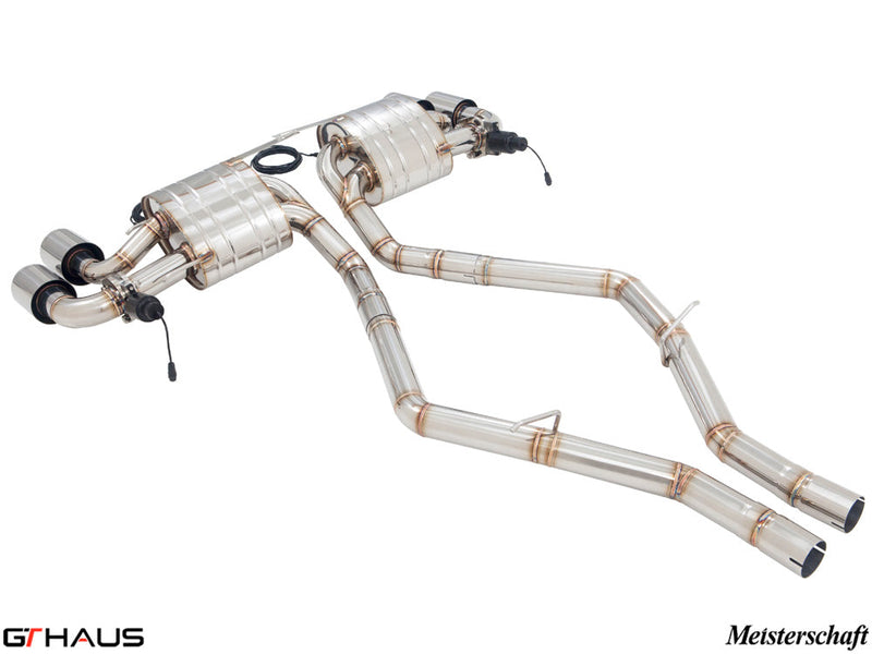 Premium performance exhaust system for Alfa Romeo Giulia Quadrifoglio, featuring stainless steel construction and electronic valve control.