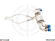 Premium exhaust system for Alfa Romeo Giulia Quadrifoglio, featuring dual tips and high-performance design.