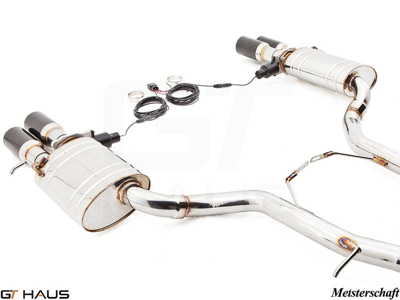 Premium exhaust system for Audi A8/S8 D3 with 5.2L V10, featuring stainless steel construction and electronic valve control.
