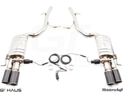 Premium exhaust system for Audi A8/S8 4-door sedan, featuring dual tips and electronic valve control for enhanced performance.