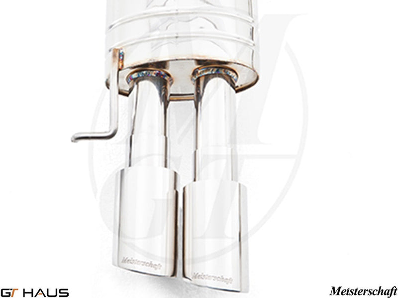 Premium Meisterschaft exhaust tips for Audi A8/S8 4-door sedan, enhancing performance and style with polished finish.