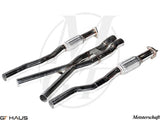 Cat-back resonator delete system for 2010 Audi A8/S8 D3 models, featuring polished stainless steel construction.
