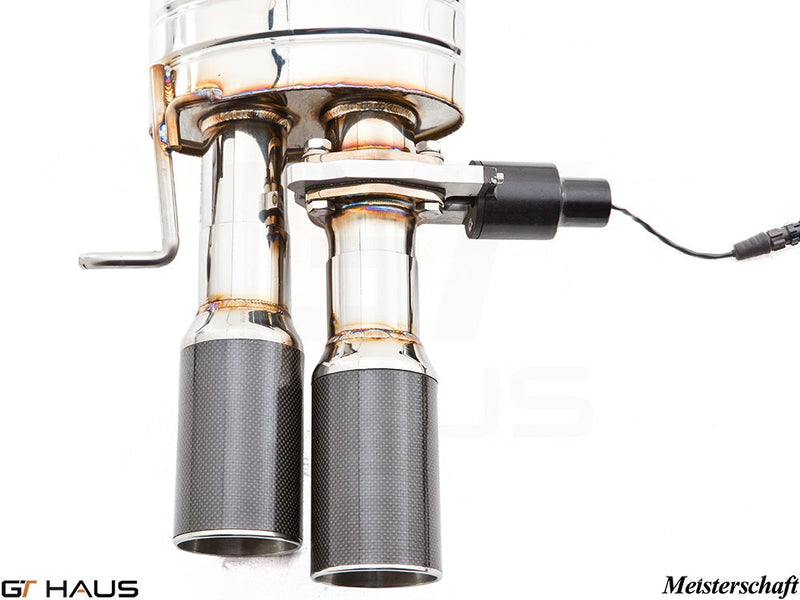 Premium Meisterschaft exhaust system for Audi A8/S8 D3 with V8 4.2 Quattro, featuring dual tips and electronic valve control.