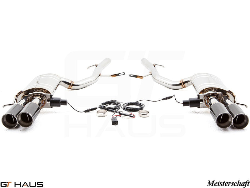Premium exhaust system for Audi A8/S8 D3 V8 4.2 Quattro, featuring dual tips and electronic valve control.