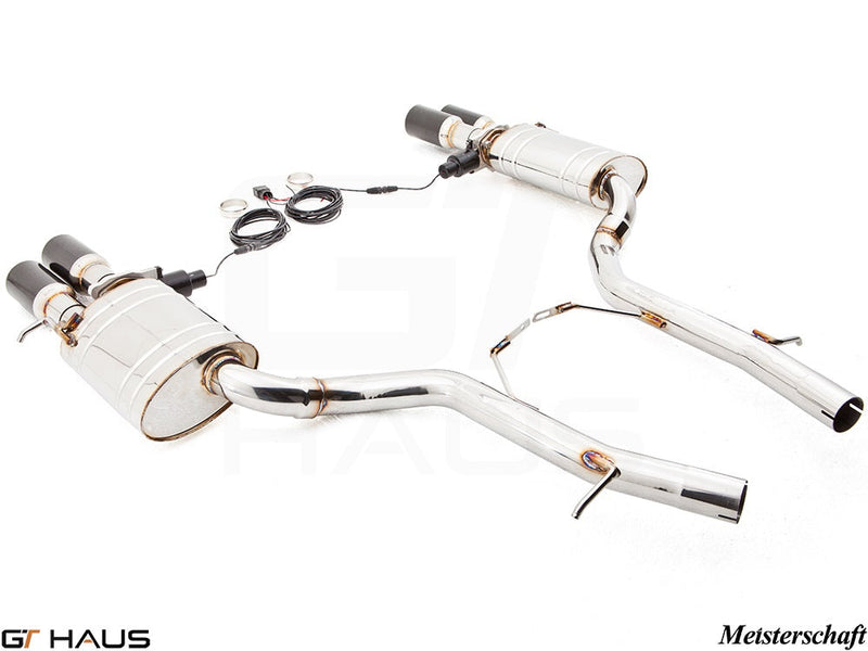 Premium exhaust system for Audi A8/S8 D3 V8 4.2 Quattro, featuring dual tips and electronic valve control.