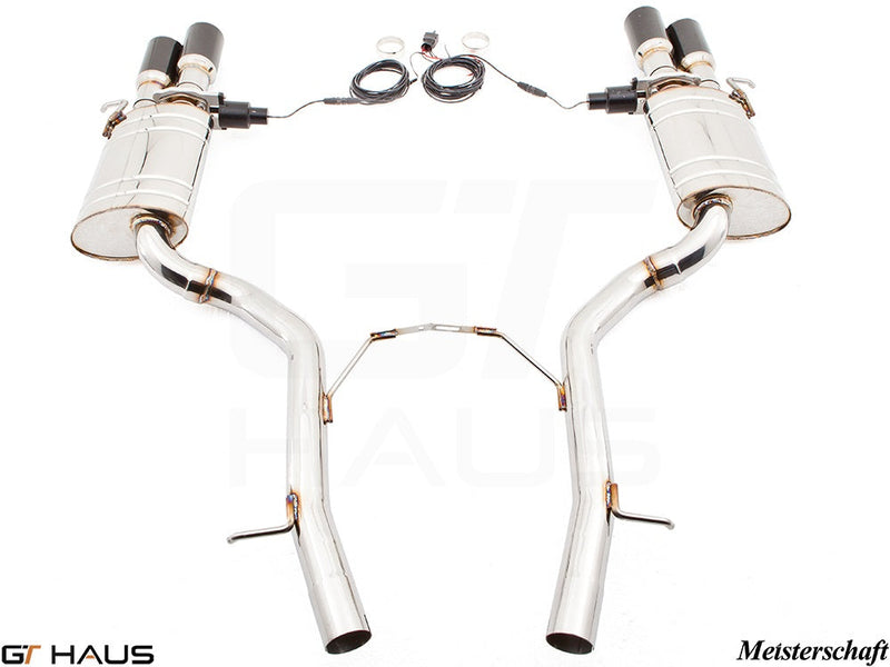 Premium performance exhaust system for Audi A8/S8 D3 V8 4.2 Quattro, featuring stainless steel construction and electronic valve control.