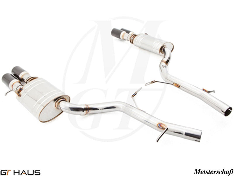 Premium performance exhaust system for Audi A8/S8 D3 V8 4.2 Quattro, featuring polished stainless steel construction.