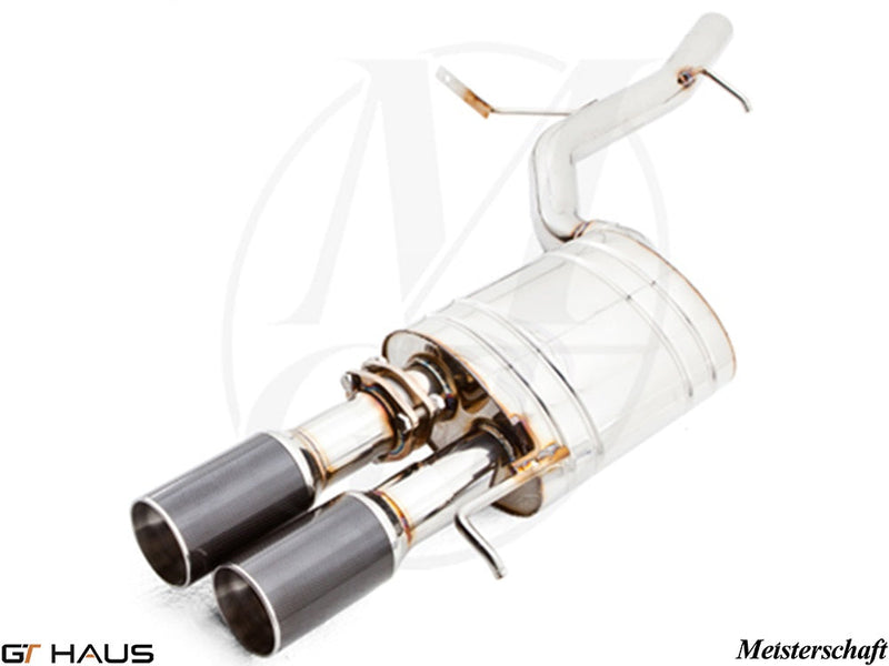 Premium Meisterschaft exhaust system for Audi A8/S8 D3 V8 4.2 Quattro, featuring dual polished tips and stainless steel construction.