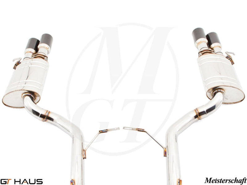 Premium performance exhaust system for Audi A8/S8 D3 V8 4.2 Quattro, featuring polished stainless steel construction.