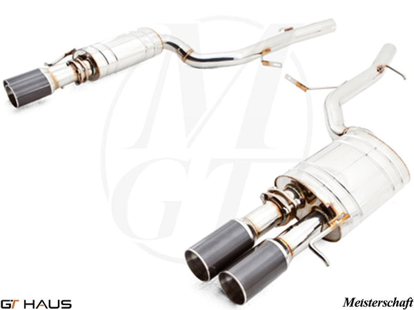 Premium exhaust system for Audi A8/S8 D3 V8 4.2 Quattro, featuring stainless steel construction and dual tips.