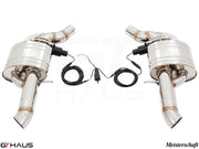 Premium performance exhaust system for Audi A8/S8 D4 4.0 T Quattro, featuring electronic valve control and stainless steel construction.