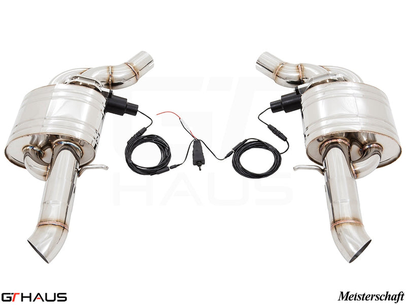 Premium performance exhaust system for Audi A8/S8 D4 4.0 T Quattro, featuring electronic valve control and stainless steel construction.