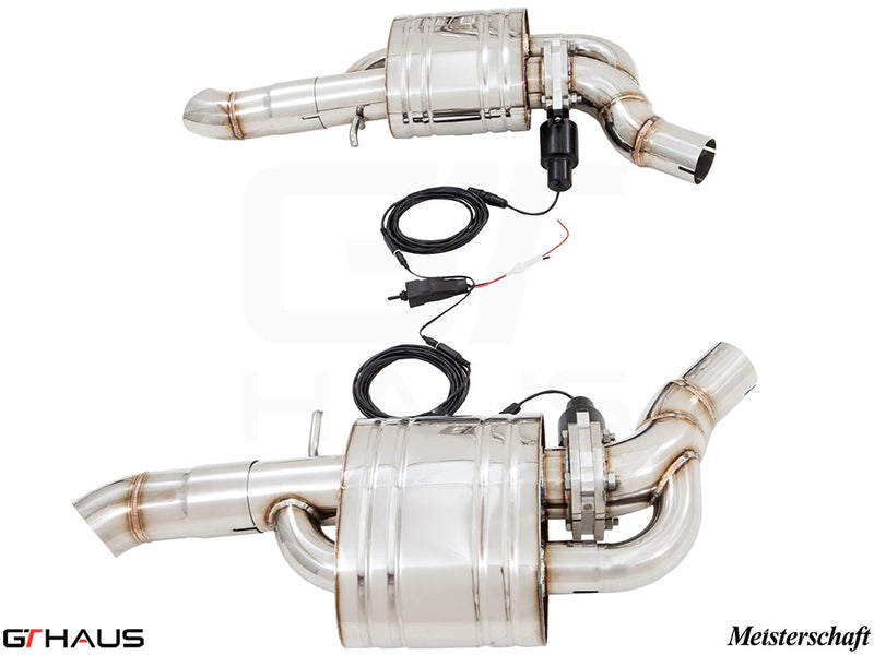 Premium performance exhaust system for Audi A8/S8 D4 4.0 T Quattro, featuring stainless steel construction and electronic valve control.
