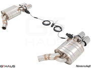Premium performance exhaust system for Audi A8/S8 D4, featuring dual tips and electronic valve control for enhanced sound.