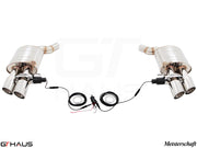 Premium exhaust system for Audi A8/S8 (D4) Quattro, featuring dual tips and electronic valve control for enhanced performance.