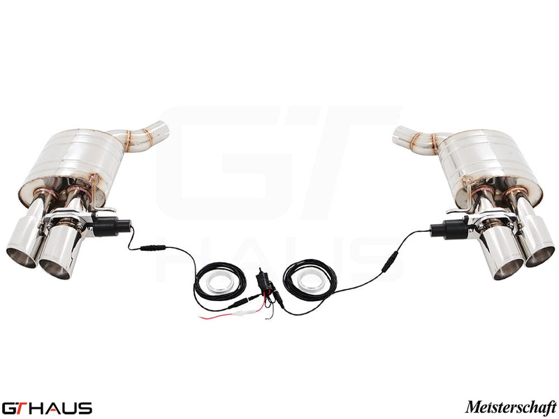 Premium exhaust system for Audi A8/S8 (D4) Quattro, featuring dual tips and electronic valve control for enhanced performance.