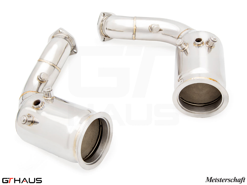 Premium down pipes for Audi Q8 SUV Coupe 2020+, featuring 400 CEL sport cats for enhanced performance.