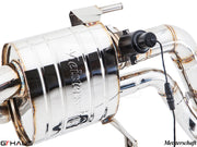 Premium Meisterschaft exhaust system for Audi R8 V10, showcasing polished stainless steel and electronic valve control.