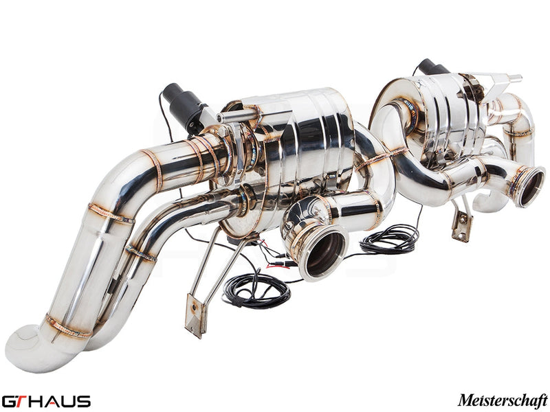 Premium performance exhaust system for Audi R8 Coupe/Roadster V10 (2010-2012) with electronic valve control and stainless steel construction.