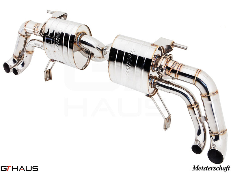 Premium exhaust system for Audi R8 Coupe/Roadster V10 [2010-2012], featuring polished stainless steel construction.