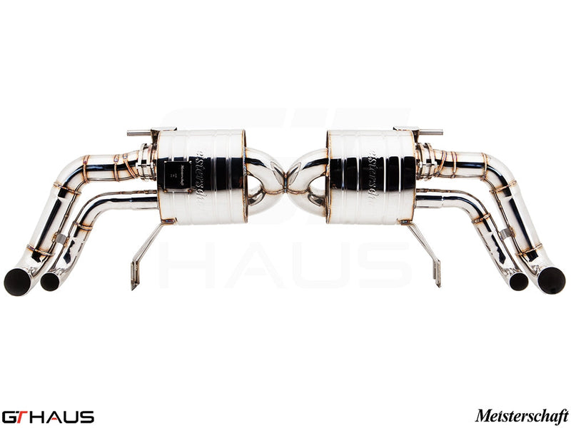 Premium exhaust system for Audi R8 Coupe/Roadster V10 [2010-2012], featuring polished stainless steel construction.
