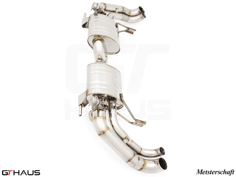 Premium performance exhaust system for Audi R8 Coupe/Roadster V10/V10+ (2017+) with stainless steel construction.